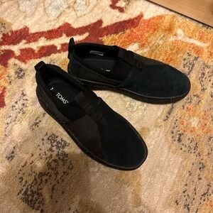 Tom’s shoes for men slip on navy gray canvas